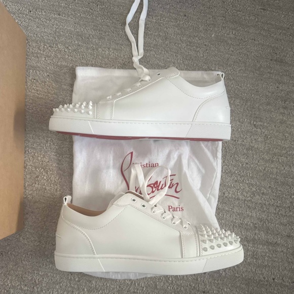 “Authentic Christian Louboutin Louis Junior Spikes Sneakers - Size 45.5 - White” - Picture 2 of 5